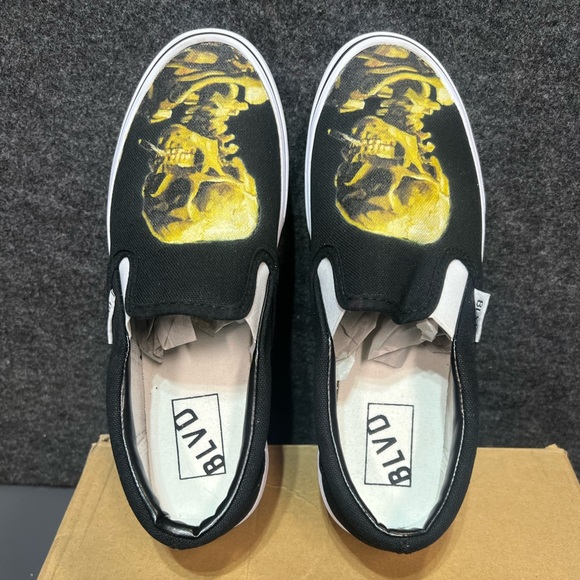Vincent Van Gogh Smoking Skull BLVD Original Slip On Shoes Size 8.5 W/ 7 M - Picture 12 of 13